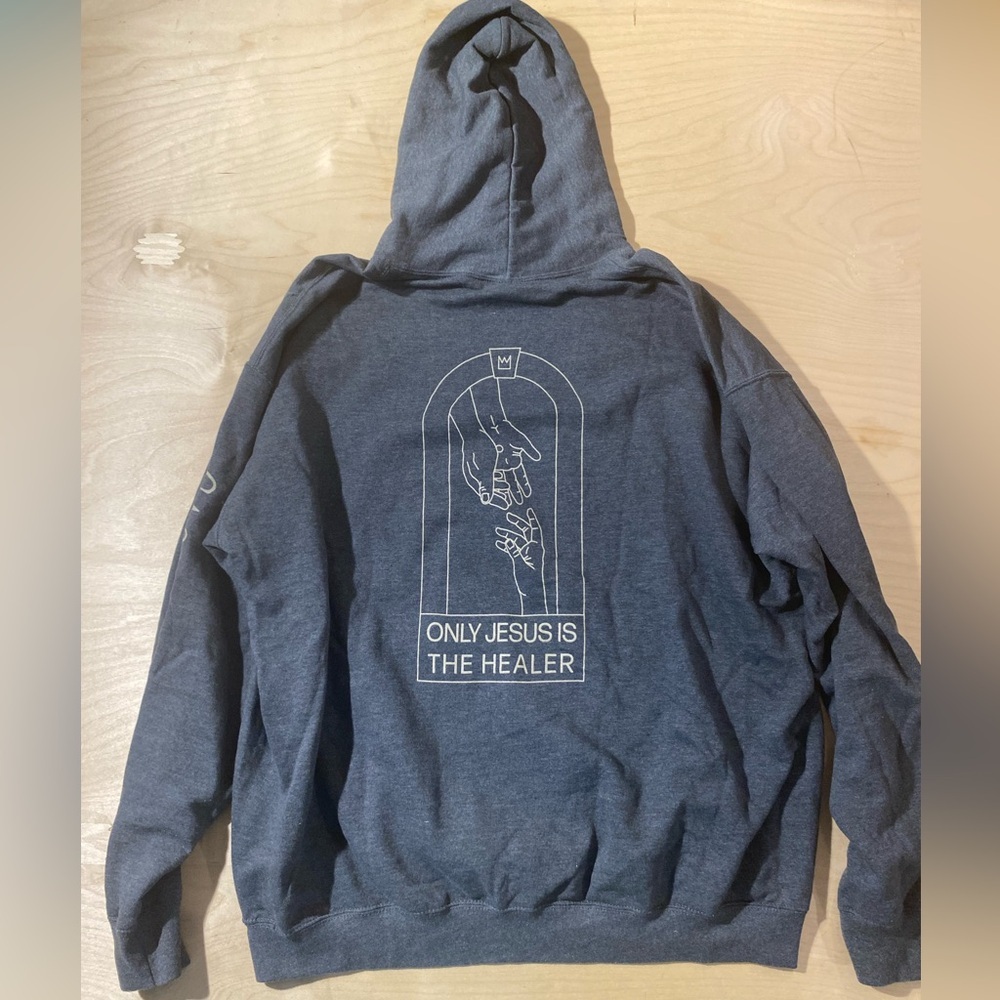 Gray Hoodie with Text Design on Port & Company Tag 2XL (PH) - Picture 13 of 13